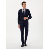 Cacharel Erkek Koyu Lacivert Slim Fit Çizgili Kırlangıç Yaka Yün Takım Elbise 50300516-VR100 - 6 Drop - 56