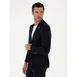 Cacharel Erkek Koyu Lacivert Slim Fit Çizgili Yün Karışımlı Ceket 50284820-VR100 - 52 - 6 Drop