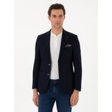 Cacharel Erkek Koyu Lacivert Slim Fit Dokulu Yün Karışımlı Ceket 50300052-VR100 - 6 Drop - 48