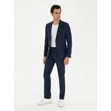 Cacharel Erkek Koyu Lacivert Slim Fit Yün Keten Karışımlı Takım Elbise 50288569-VR100 - 6 Drop - 52