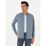 Cacharel Erkek Koyu Mavi Regular Fit Alttan Biritli Liyosel Gömlek 50300590-VR032 - 3XL