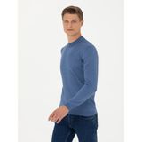 Cacharel Erkek Koyu Mavi Slim Fit Çeyrek Balıkçı Yaka Triko Kazak 50276521-VR032