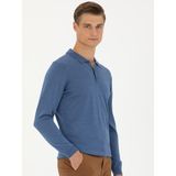 Cacharel Erkek Koyu Mavi Slim Fit Polo Yaka Basic Triko Kazak 50270169-VR032 - 2XL