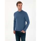 Cacharel Erkek Koyu Mavi Slim Fit Yün Karışımlı Çeyrek Balıkçı Basic Triko Kazak 50315295-VR032