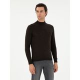 Cacharel Erkek Koyu Yeşil Slim Fit Kaşmir İpek Karışımlı Çeyrek Balıkçı Yaka Triko Kazak 50296503-VR079