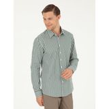 Cacharel Erkek Koyu Yeşil Slim Fit Pamuklu Çizgili Gömlek 50291360-VR079 - 39