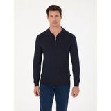 Cacharel Erkek Laciert Regular Fit Yün Karışımlı Fermuarlı Polo Yaka Triko Kazak 50311911-VR033 - Lacivert - S