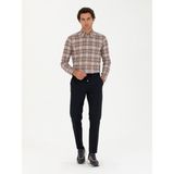 Cacharel Erkek Lacivert Carrot Fit Beli Bağcıklı Gofreli Pamuk Karışımlı Kanvas Pantolon 50273982-VR033 - 31 - 30