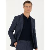 Cacharel Erkek Lacivert Ekstra Slim Fit Yün Kaşmir Karışımlı Çizgili Ceket 50272673-VR033 - 6 Drop