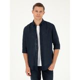 Cacharel Erkek Lacivert Regular Fit %100 Keten Gömlek 50284823-VR033 - S