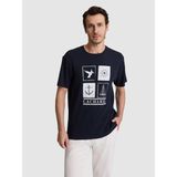 Cacharel Erkek Lacivert Regular Fit Baskılı Pamuk Karışımlı Bisiklet Yaka T-Shirt 50320529-VR033 - 2XL