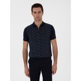 Cacharel Erkek Lacivert Regular Fit Fermuarlı Polo Yaka Desenli T-Shirt 50302727-VR033
