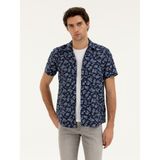 Cacharel Erkek Lacivert Regular Fit Kısa Kollu Gömlek 50284428-VR033 - 2XL