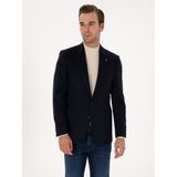 Cacharel Erkek Lacivert Slim Fit %100 Kaşmir Flanel Ceket 50314254-VR033 - 6 Drop - 52