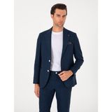 Cacharel Erkek Lacivert Slim Fit %100 Keten Ceket 50306124-VR033 - 6 Drop - 48