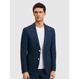 Cacharel Erkek Lacivert Slim Fit %100 Keten Mikro Desen Mono Yaka Ceket 50324476-VR033 - 6 Drop