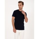 Cacharel Erkek Lacivert Slim Fit %100 Pamuk Bisiklet Yaka Şerit Detaylı T-shirt 50301375-VR033 - XL