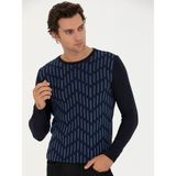 Cacharel Erkek Lacivert Slim Fit %100 Pamuk Bisiklet Yaka Triko Kazak 50234952-VR033