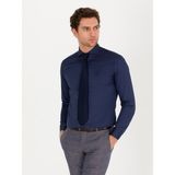 Cacharel Erkek Lacivert Slim Fit %100 Pamuk İtalyan Yaka Basic Gömlek 50268927-VR033 - 36