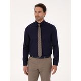 Cacharel Erkek Lacivert Slim Fit %100 Pamuk Non Iron Kolay Ütülenebilir Klasik Gömlek 50314613-VR033 - 39