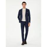 Cacharel Erkek Lacivert Slim Fit %100 Yün Ekose Takım Elbise 50290899-VR033 - 6 Drop