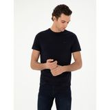 Cacharel Erkek Lacivert Slim Fit Bisiklet Yaka Merserize Basic T-Shirt 50305451-VR033 - XS