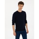 Cacharel Erkek Lacivert Slim Fit Bisiklet Yaka Triko Kazak 50316331-VR033 - 2XL