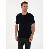 Cacharel Erkek Lacivert Slim Fit Bisiklet Yaka Triko T-Shirt 50314608-VR033 - XL