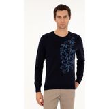 Cacharel Erkek Lacivert Slim Fit Bisiklet Yaka Yün Triko Kazak 50291586-VR033 - 3XL