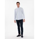 Cacharel Erkek Lacivert Slim Fit Dokulu Pamuk Karışımlı Kanvas Pantolon 50300913-VR033 - 32 - 36