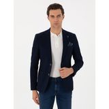 Cacharel Erkek Lacivert Slim Fit Dokulu Yün Karışımlı Ceket 50299875-VR033 - 6 Drop - 54