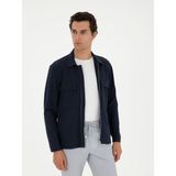 Cacharel Erkek Lacivert Slim Fit Fermuarlı Ceket Gömlek 50285629-VR033