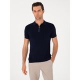 Cacharel Erkek Lacivert Slim Fit Fermuarlı Polo Yaka Triko T-shirt 50300797-VR033