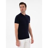 Cacharel Erkek Lacivert Slim Fit Fermuarlı Polo Yaka Triko T-Shirt 50309881-VR033