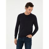 Cacharel Erkek Lacivert Slim Fit Kaşmir İpek Karışımlı Bisiklet Yaka Triko Kazak 50293273-VR033