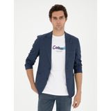 Cacharel Erkek Lacivert Slim Fit Keten Karışımlı Spor Ceket 50293943-VR033 - 48 - 6 Drop