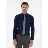 Cacharel Erkek Lacivert Slim Fit Klasik Yaka Basic Gömlek 50304037-VR033 - 43