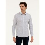 Cacharel Erkek Lacivert Slim Fit Pamuk Çizgili Gömlek 50288628-VR033