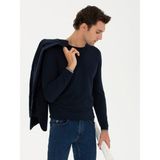 Cacharel Erkek Lacivert Slim Fit Pamuk Karışımlı Bisiklet Yaka Basic Triko Kazak 50245040-VR033