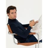 Cacharel Erkek Lacivert Slim Fit Pamuk Karışımlı Yarım Balıkçı Basic Triko Kazak 50245057-VR033
