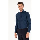 Cacharel Erkek Lacivert Slim Fit Pamuk Klasik Gömlek 50287784-VR033 - 40