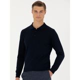 Cacharel Erkek Lacivert Slim Fit Polo Yaka Basic Triko Kazak 50270169-VR033