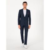 Cacharel Erkek Lacivert Slim Fit Yün İpek Karışımlı Mikro Desenli Takım Elbise 50306778-VR033 - 6 Drop