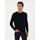Cacharel Erkek Lacivert Slim Fit Yün Karışımlı Bisiklet Yaka Basic Triko Kazak 50293301-VR033 - XL