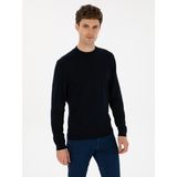 Cacharel Erkek Lacivert Slim Fit Yün Karışımlı Çeyrek Balıkçı Basic Triko Kazak 50315295-VR033