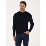 Cacharel Erkek Lacivert Slim Fit Yün Karışımlı Çeyrek Balıkçı Yaka Basic Triko Kazak 50318891-VR033 - XL