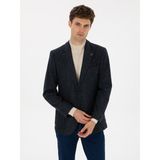Cacharel Erkek Lacivert Slim Fit Yün Karışımlı Flanel Görünümlü Ceket 50316800-VR033 - 6 Drop - 48