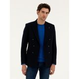 Cacharel Erkek Lacivert Slim Fit Yün Karışımlı Kruvaze Ceket 50278131-VR033 - 6 Drop