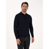 Cacharel Erkek Lacivert Slim Fit Yün Karışımlı Polo Yaka Basic Triko Kazak 50315267-VR033