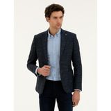 Cacharel Erkek Lacivert Slim Fit Yün Keten Karışımlı Ceket 50285325-VR033 - 46 - 6 Drop